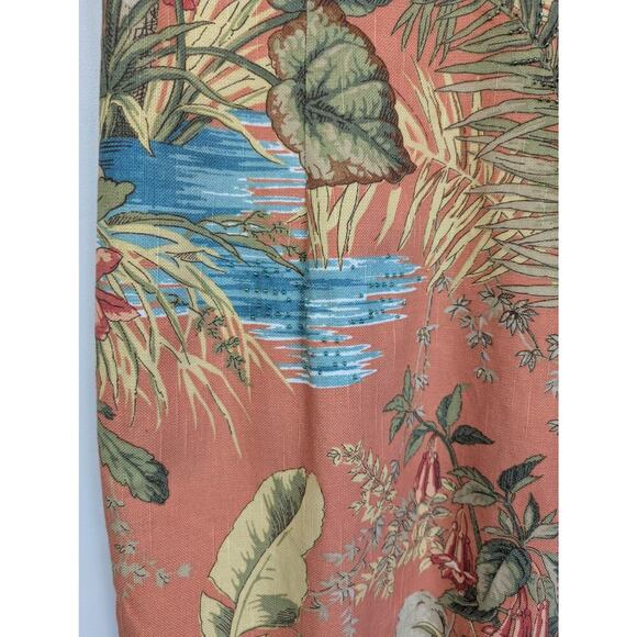 Talbots 12P Orange Tropical Palm Print Hawaaiin Sheath Dress V Neck Seed Beading - Picture 10 of 13